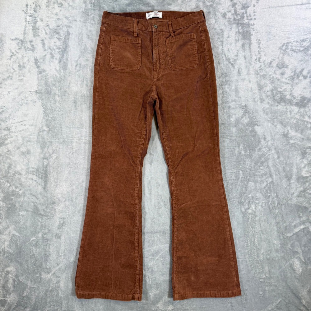 Gap 70s Flare High Rise Corduroy Pants Women's Size 29 / 8R Cognac Brown Stretch